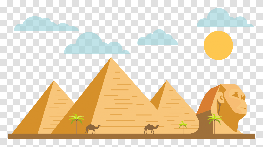 Natural Pyramids Of Giza Cartoon, Architecture, Building, Triangle, Nature Transparent Png
