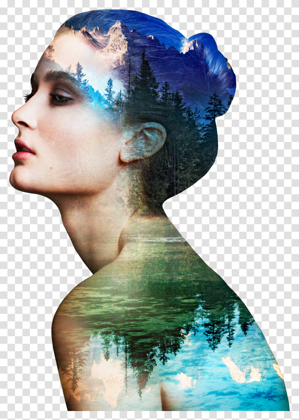Natural Reflected On A Woman's Silhouette Transparent Png