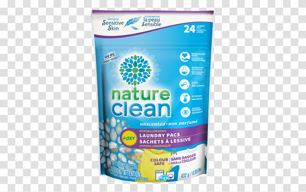 Nature Clean Laundry Pacs, Bottle, Cosmetics, Water, Sunscreen Transparent Png
