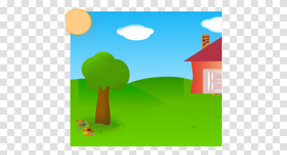 Nature Clipart Backyard Blue Sky Green Grass Clipart, Outdoors, Countryside, Building, Plant Transparent Png