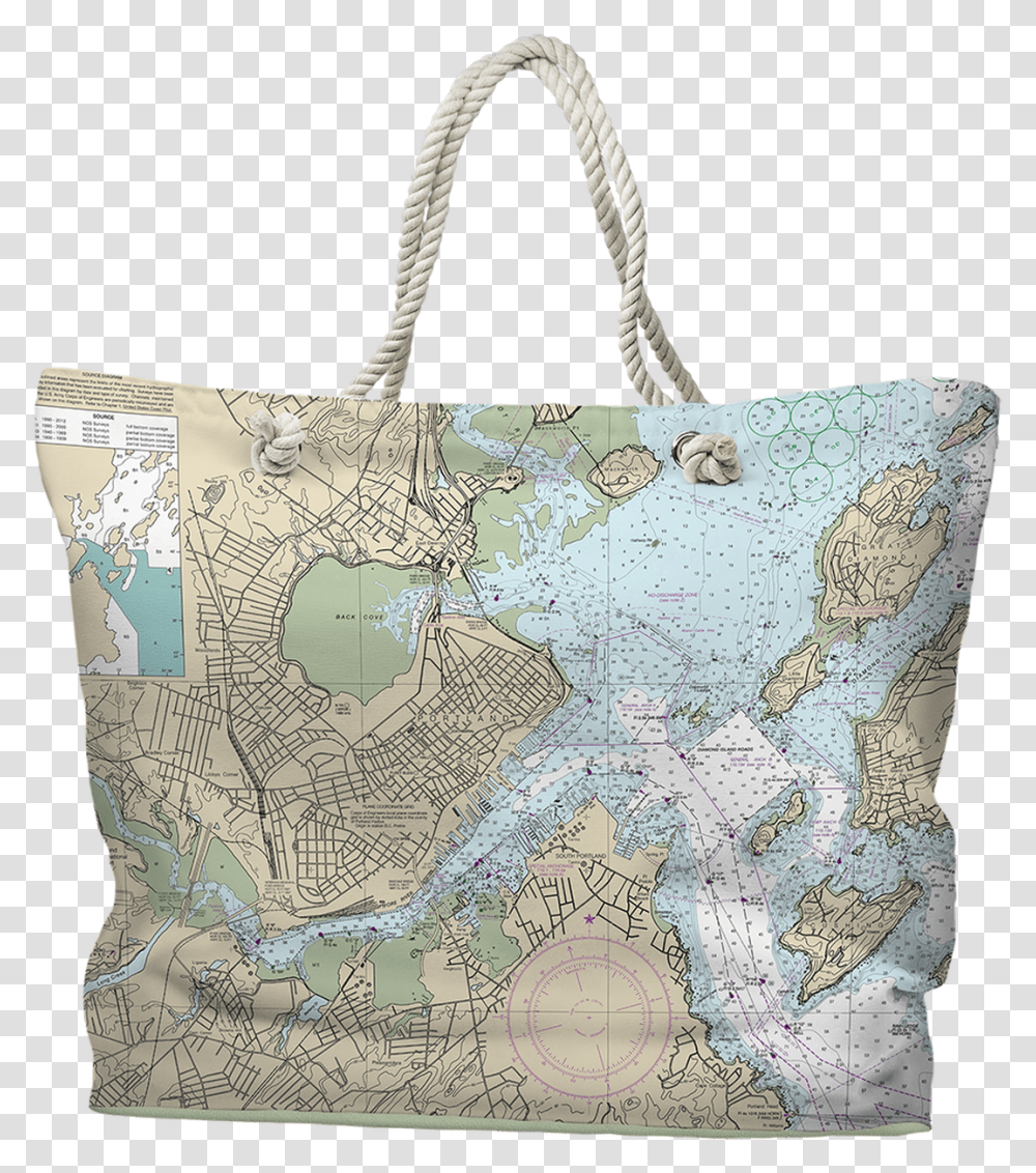 Nautical Chart Tote Bag Portland Me, Handbag, Accessories, Accessory, Purse Transparent Png