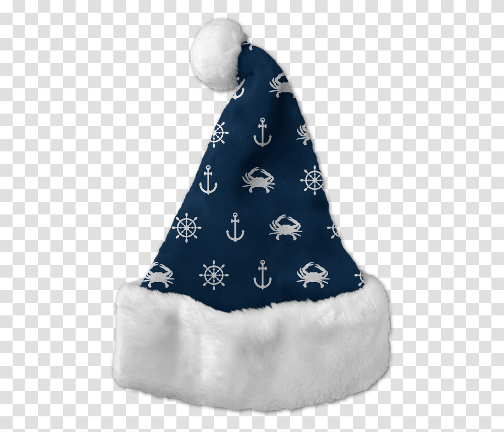 Nautical Crab And Anchor Blue Santa Hat Blue Christmas Hat, Clothing, Apparel, Tie, Accessories Transparent Png