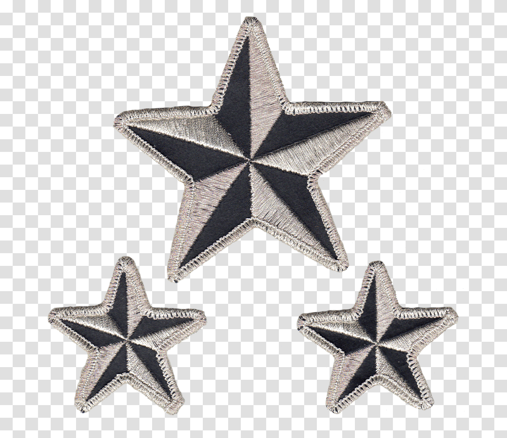 Nautical Stars Metallic Silver And Black Set Embroidered Reflective Patch Star Patch, Star Symbol, Rug, Cross Transparent Png