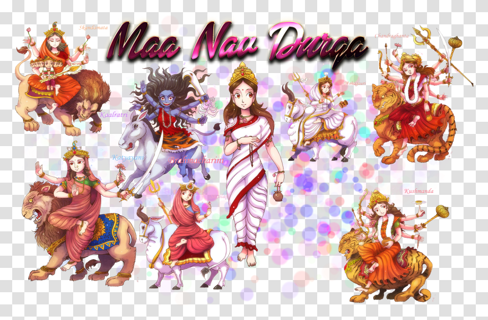 Nava Durga, Person, Paper Transparent Png