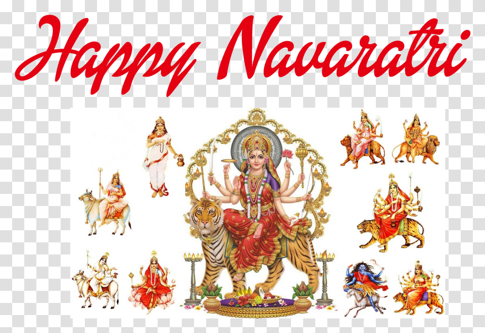Navaratri Nav Durga Maa, Person, Crowd, Tiger, Poster Transparent Png