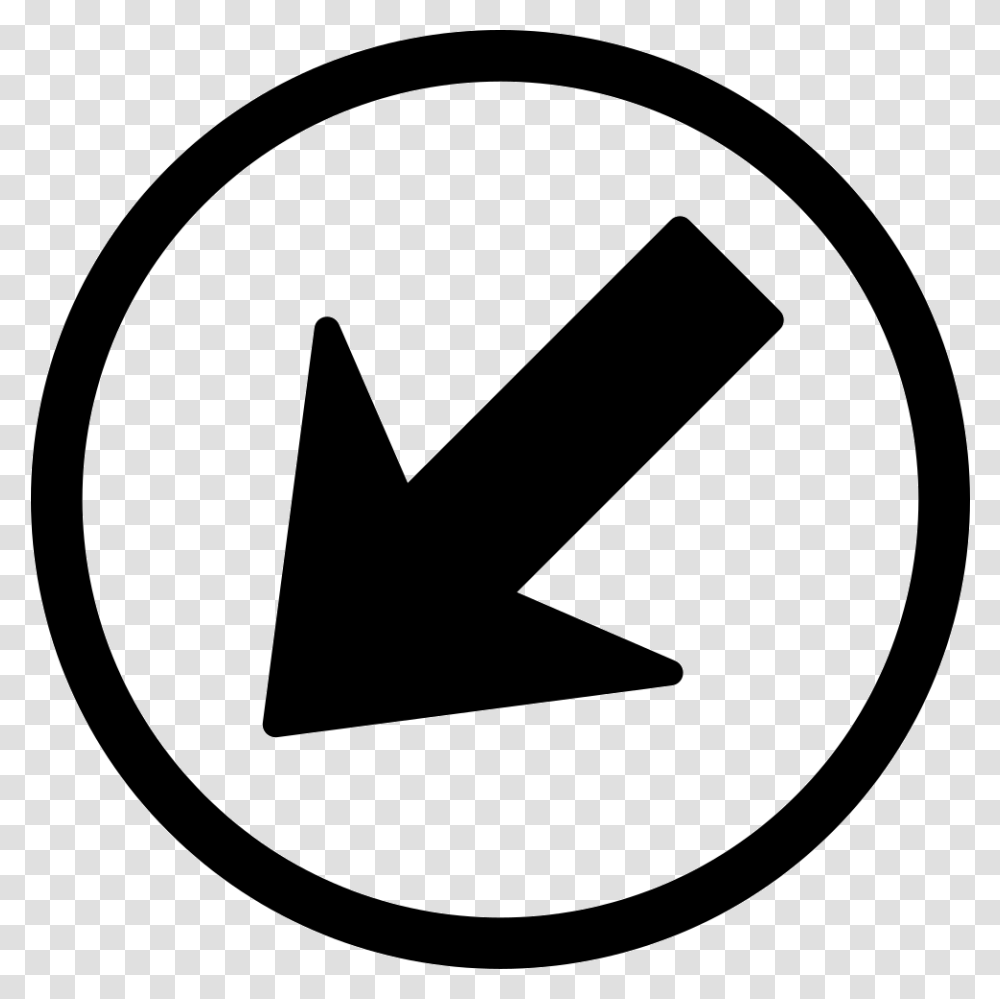 Navigational Arrow Pointing Down Left In A Circle Circle, Sign, Rug, Road Sign Transparent Png