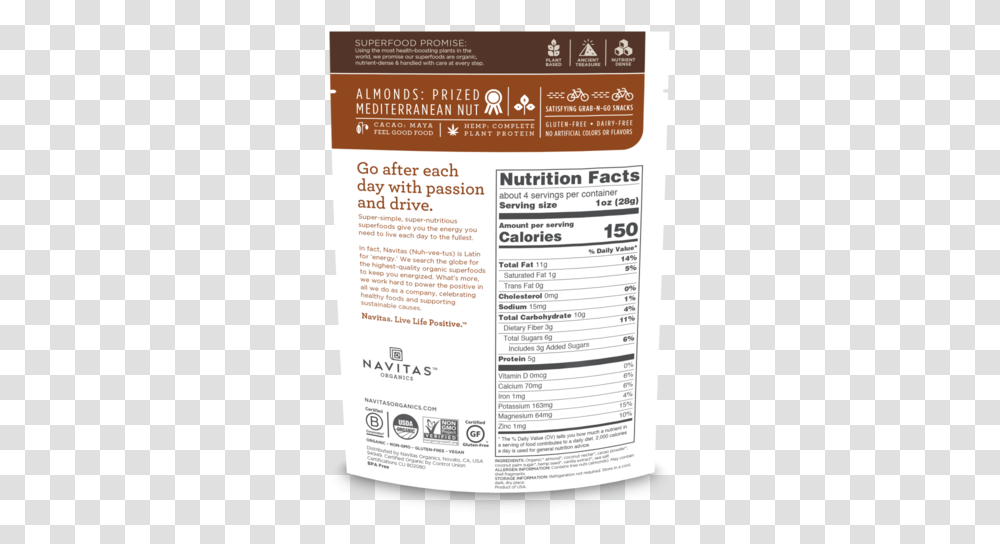 Navitas Hemp Powder Nutrition, Label, Menu, Poster Transparent Png