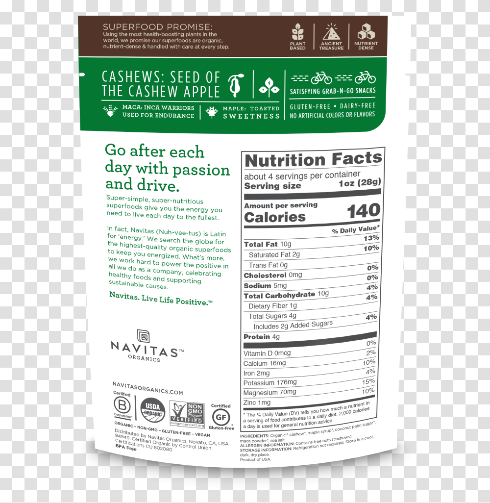 Navitas Organic Cacao Nibs Nutrition Facts, Advertisement, Poster, Flyer, Paper Transparent Png