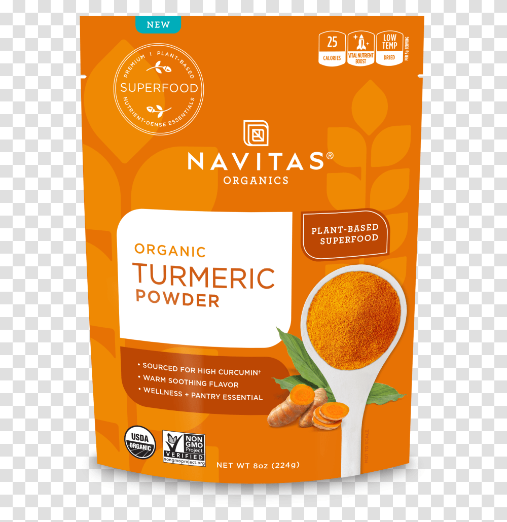 Navitas Turmeric Powder, Label, Bottle, Plant Transparent Png