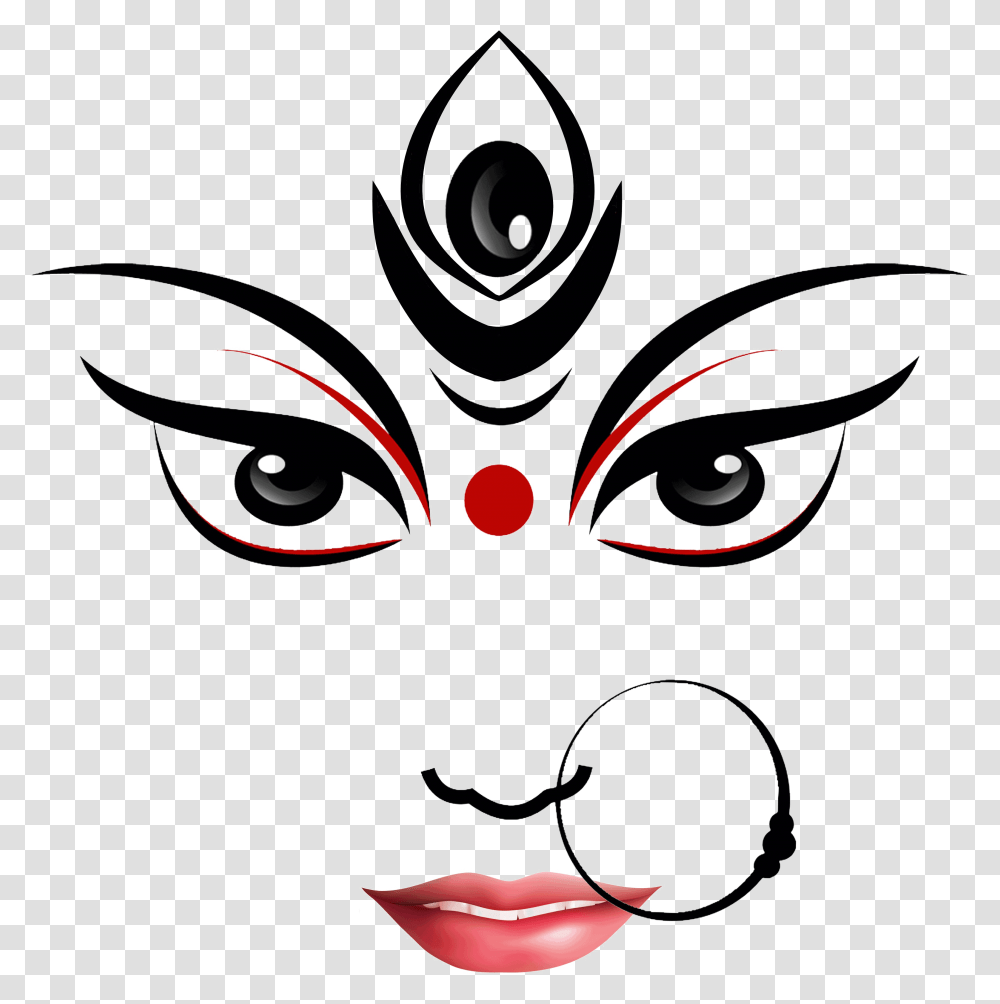 Navratri Clipart Durga Maa Face Drawing, Mask Transparent Png