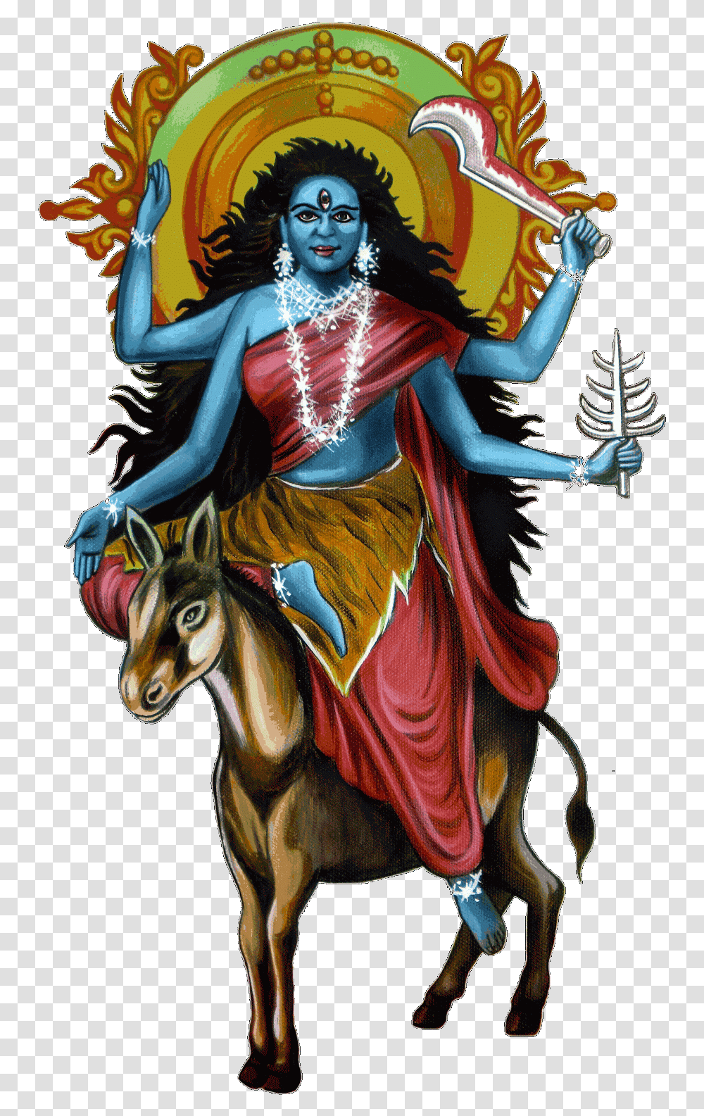 Navratri Day 7 Goddess, Horse, Person, Leisure Activities, Costume Transparent Png