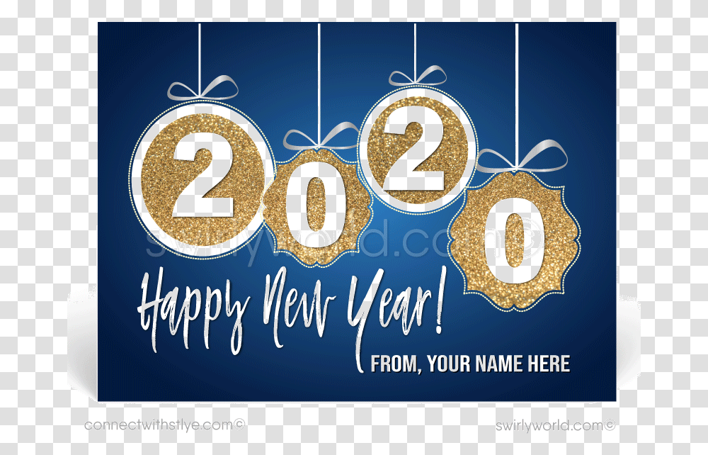 Navy And Gold Happy New Year Postcards For Clients New Year, Number, Symbol, Text, Alphabet Transparent Png