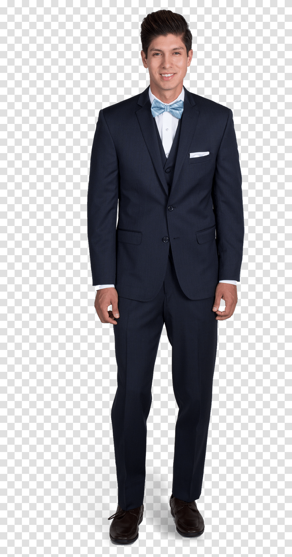 Navy Blue Notch Lapel Suit Man Standing In A Suit, Overcoat, Person, Tuxedo Transparent Png