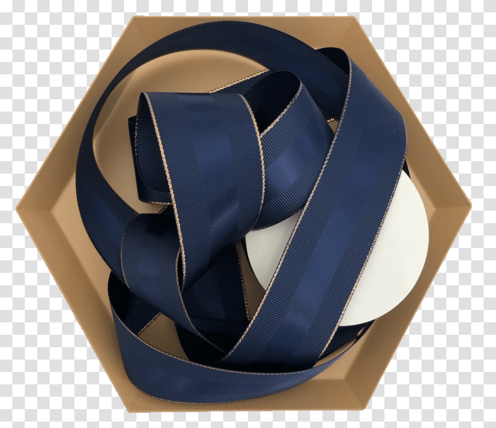 Navy Ribbon With Gold Trim Transparent Png