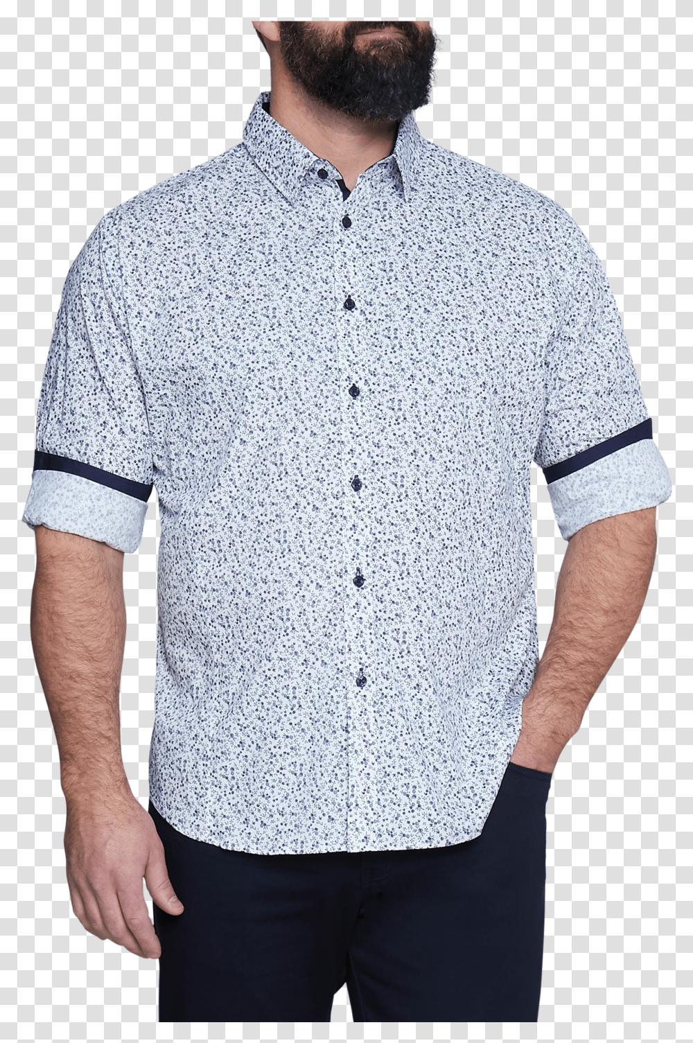 Navy Stirling Floral Print Shirt Pocket Transparent Png