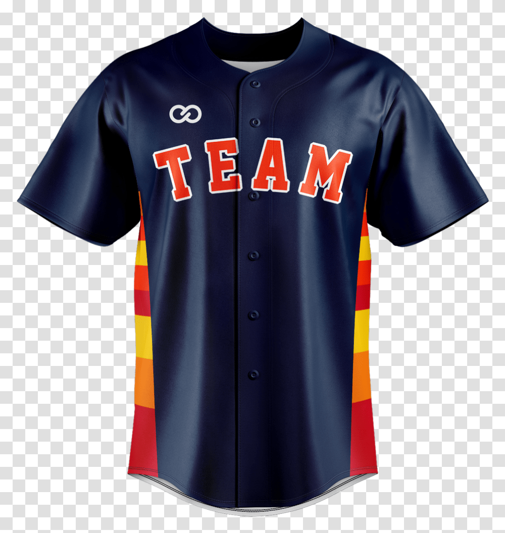 Navy With Red Orange And Gold Stripes Baseball Jersey Baseball Uniform, Apparel, Shirt, Person Transparent Png