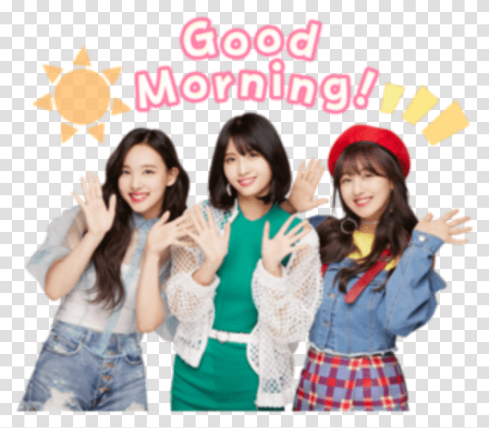 Nayeon Jihyo Momo Twice Good Morning Jihyo Momo And Nayeon, Person, Female, Girl Transparent Png