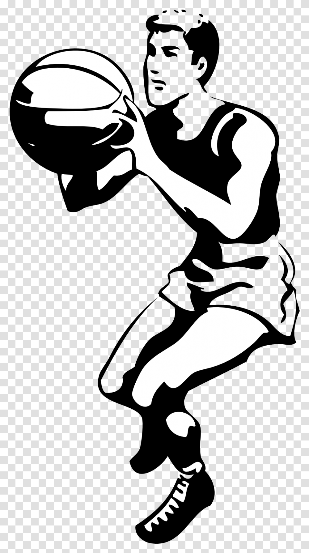 Nba Cliparts Download Free Clip Art Play Basketball Clipart Black And White, Stencil, Hammer, Silhouette, Hand Transparent Png