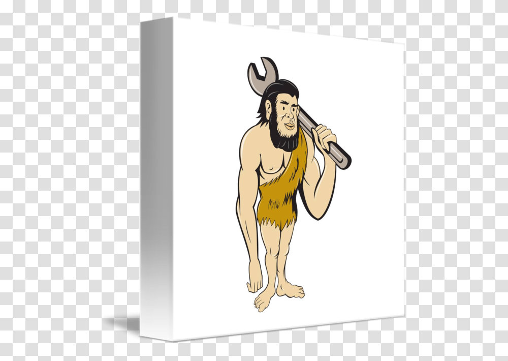 Neanderthal Caveman With Spanner Cartoon, Hand, Person, Mammal, Animal Transparent Png
