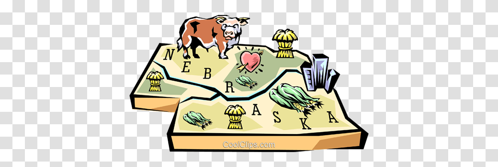 Nebraska Vignette Map Royalty Free Vector Clip Art Illustration, Animal, Cattle, Mammal, Cow Transparent Png