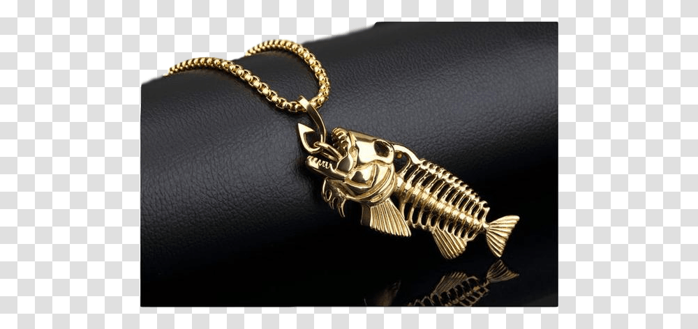 Necklace Pendant Fish Bone Pattern Necklace Stainless Necklace, Gold Transparent Png