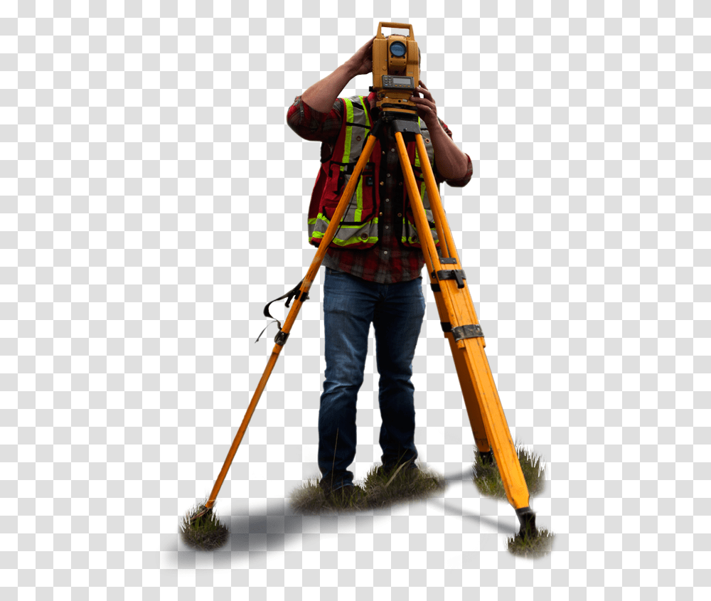 Need A Surveyor Land Surveying, Tripod, Person, Human, Photography Transparent Png