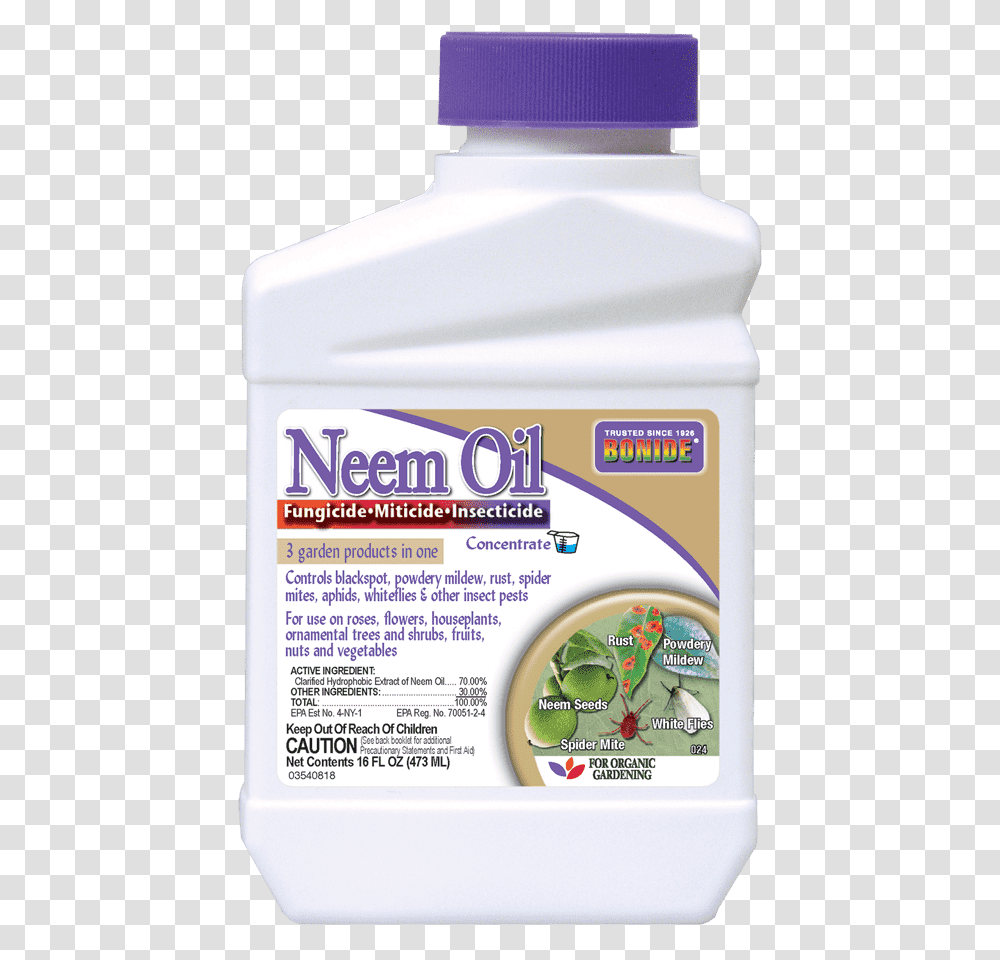 Neem Oil Conc Neem Oil Bonide Label, Plant, Box, Food, Bottle Transparent Png