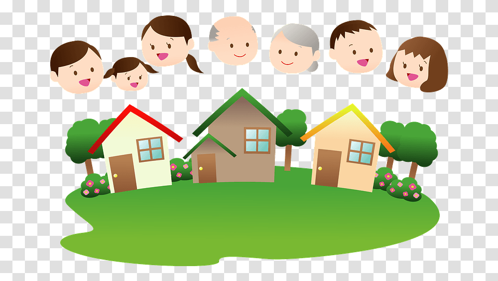 Neighborhood Houses And Faces Of People Clipart Free Neighborhood With People Clipart Hd, Urban, Building, Housing, Nature Transparent Png