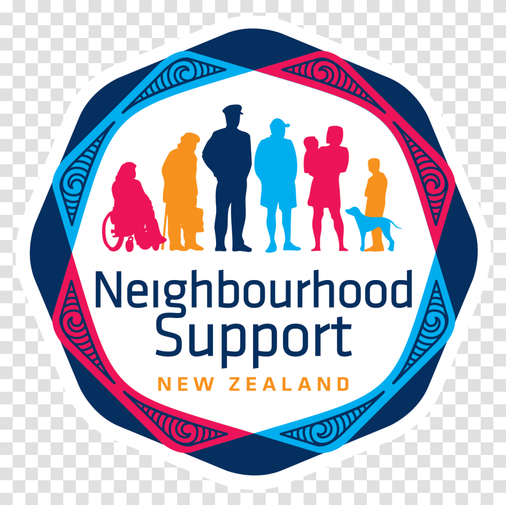 Neighbourhood Support New Zealand Neighbourhood Support New Zealand Logo, Label, Text, Person, Symbol Transparent Png