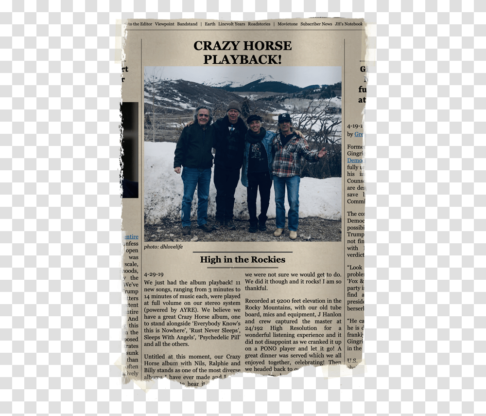 Neil Young Crazy Horse 2019, Person, Newspaper, Pants Transparent Png