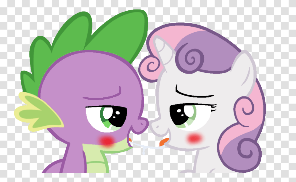 Nejcrozi Drool Female Kissing Male Saliva Trail Mlp Spike X Sweetie Belle Kiss, Floral Design Transparent Png