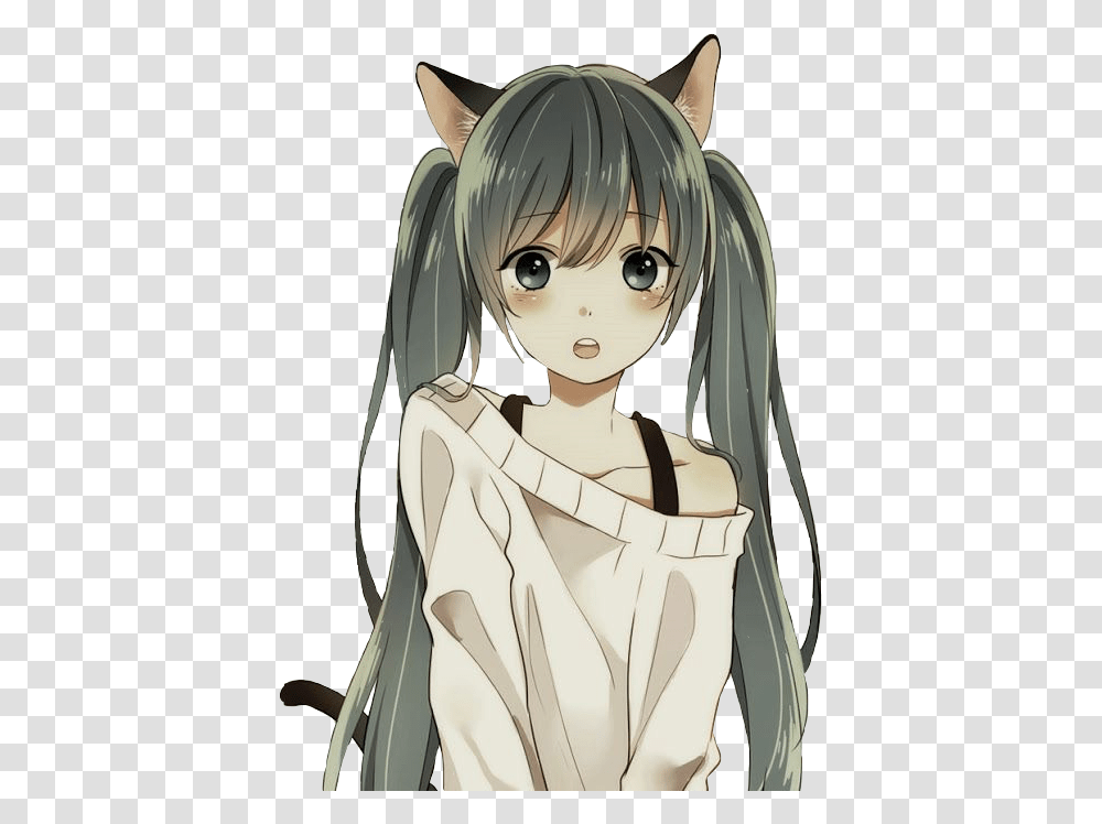 Neko Nekogirl Anime Animepeople Animegirl Greenhair Anime Cat Girl Avatar, Manga, Comics, Book Transparent Png