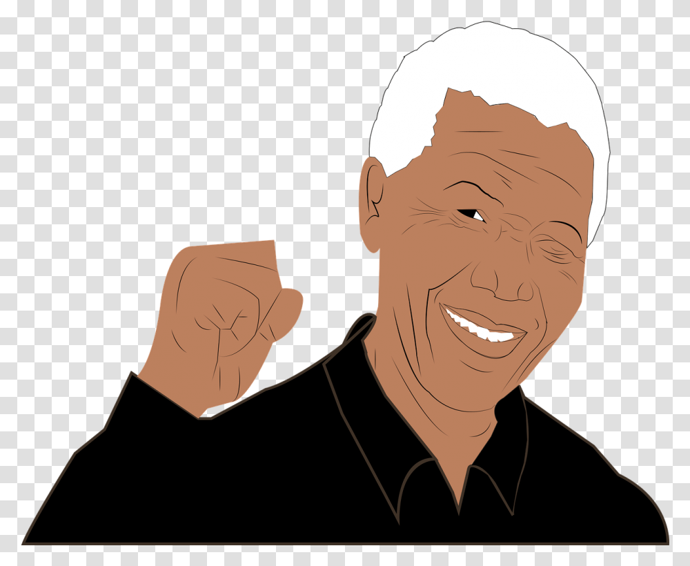 Nelson Mandela Famous People Illustration, Head, Face, Person, Laughing Transparent Png