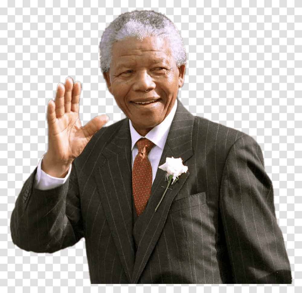 Nelson Mandela, Tie, Person, Suit, Overcoat Transparent Png