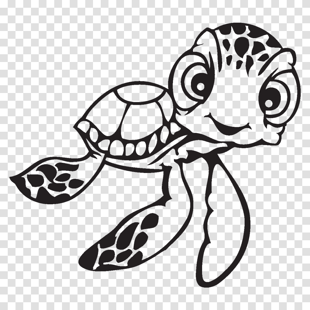 Nemo Turtle Artwork Black And White, Animal, Tortoise, Reptile, Sea Life Transparent Png