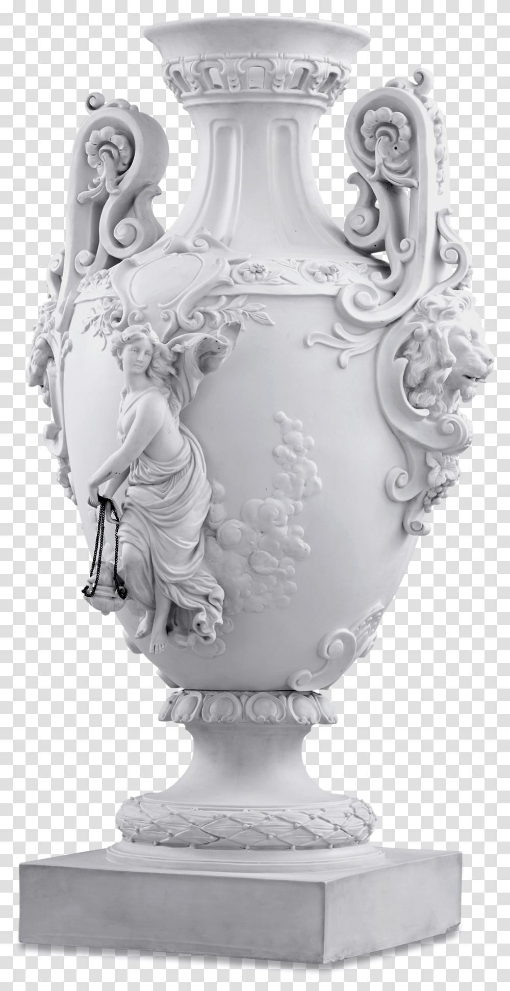 Neoclassical Bisque Porcelain Urn Vase, Pottery, Jar, Wedding Cake Transparent Png