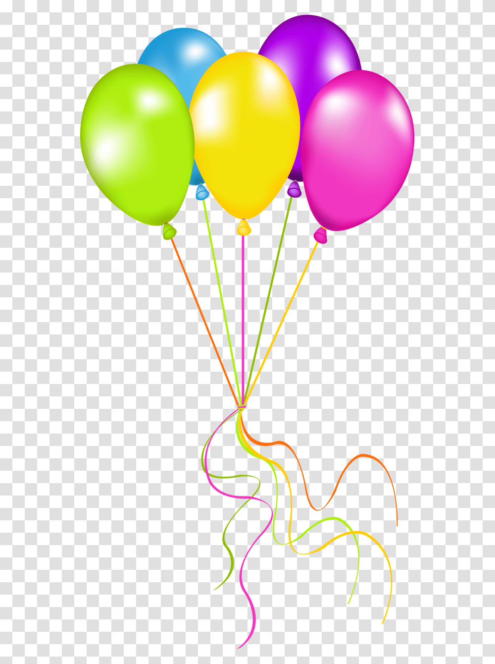 Neon Birthday Clipart Balloons With Ribbon Transparent Png