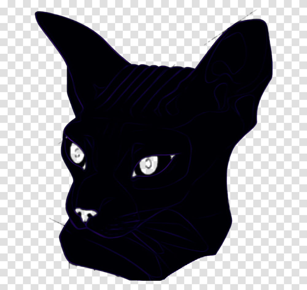 Neon Cat Sphynx Head Purple Sticker Violet Glow Remixit Black Cat, Pet, Mammal, Animal, Egyptian Cat Transparent Png