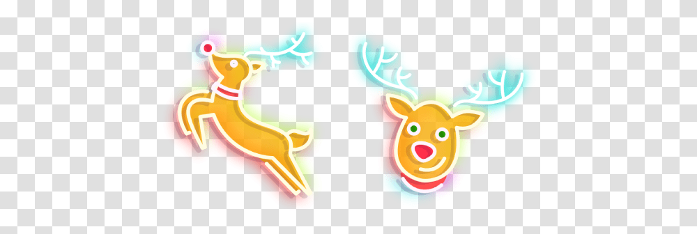 Neon Christmas Deer Cursor - Custom Animal Figure, Text Transparent Png