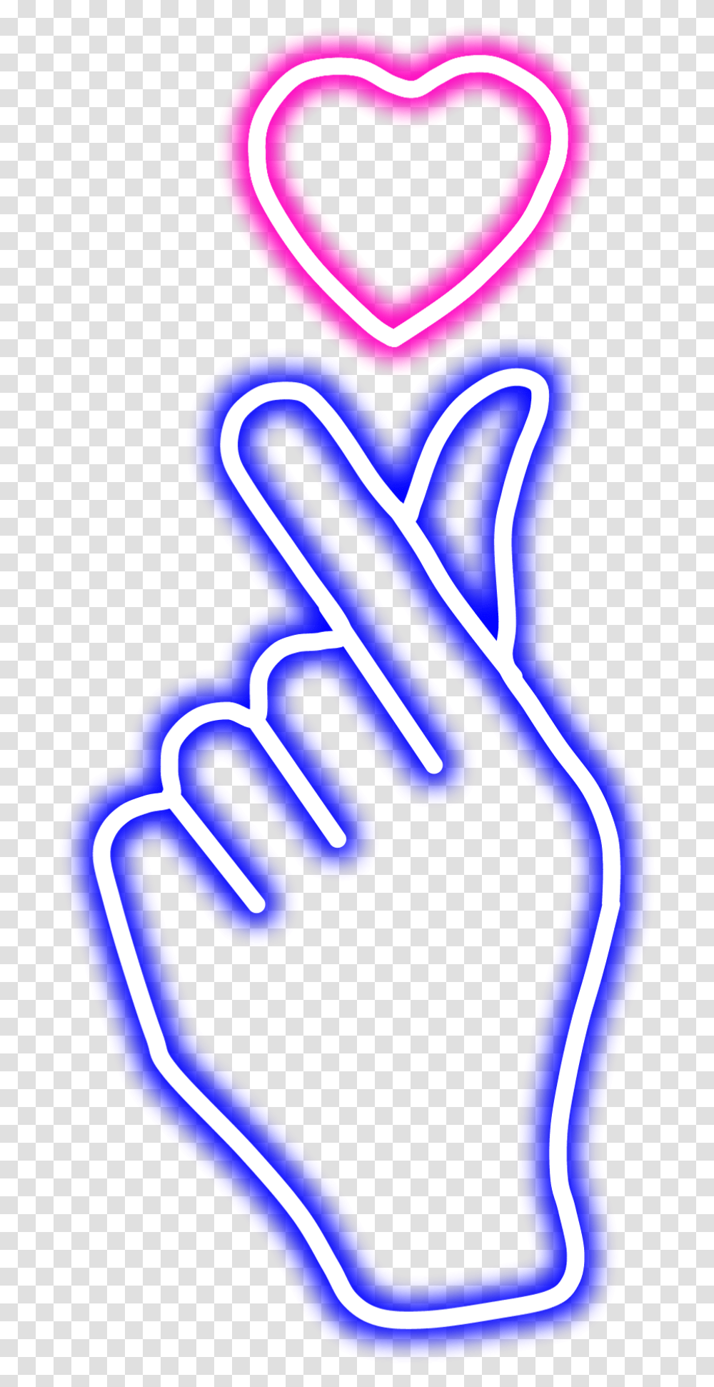 Neon Glow Kpop Heart Blue Hand Freetoedit Mimi Sticker Oppa Finger Heart, Alphabet, Text, Light, Dynamite Transparent Png