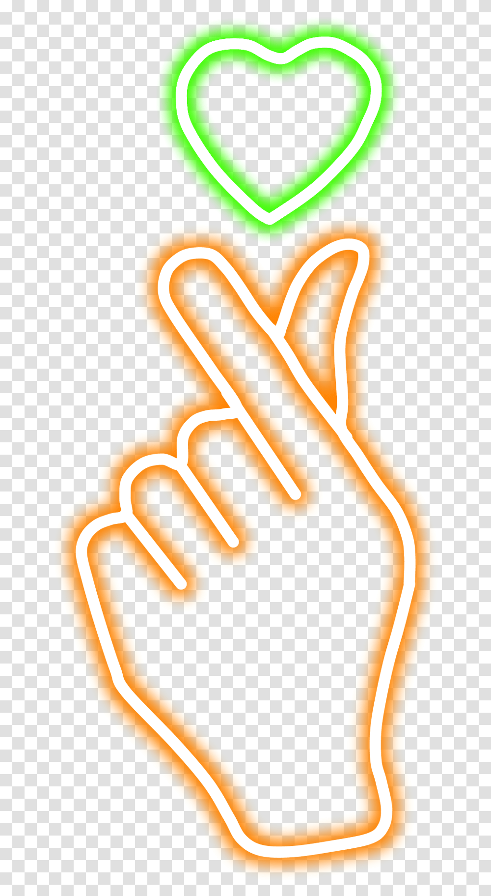 Neon Glow Kpop Heart Orange Hand Freetoedit Kpop Hand Heart Transparent Png