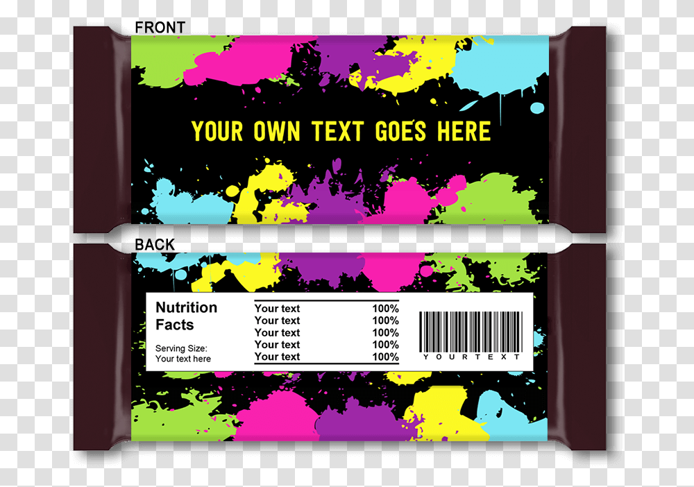 Neon Glow Party Hershey Candy Bar Wrappers Chocolate Bar Wrapper Diy, Paper, Flyer, Poster Transparent Png