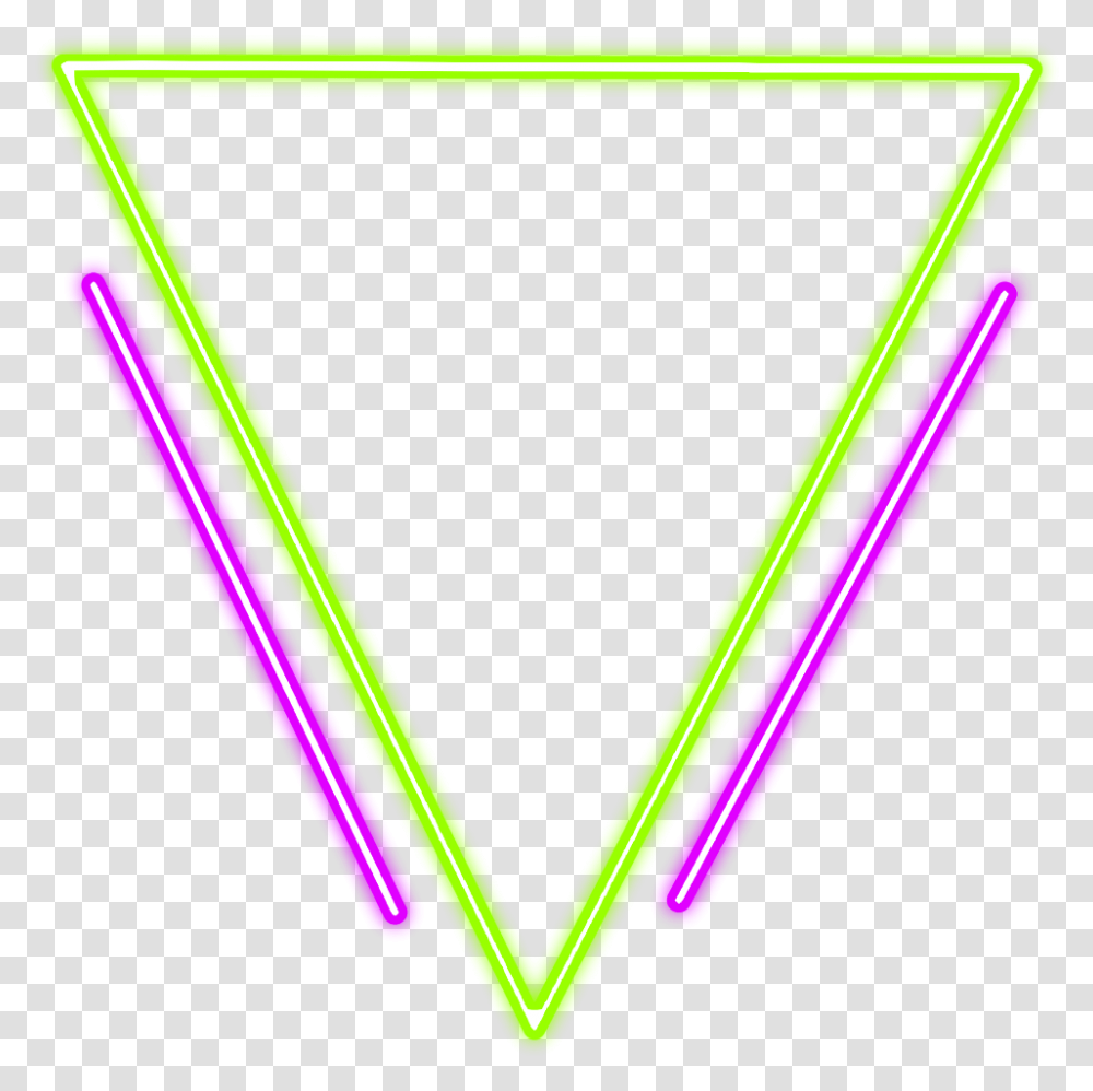 Neon Glow Triangle Green Freetoedit Geometric Parallel, Light, Path Transparent Png