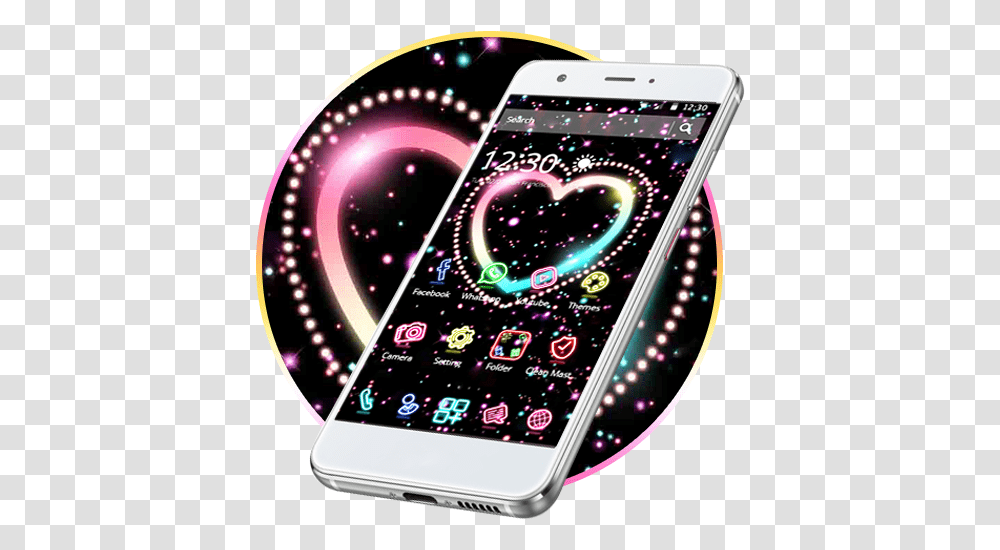 Neon Heart 2d Theme Smartphone, Mobile Phone, Electronics, Cell Phone, Interior Design Transparent Png