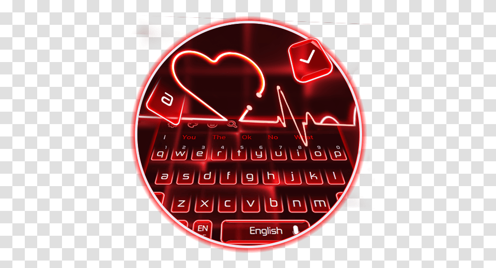 Neon Heart Keyboard Theme Heart, Light, Wristwatch, Word Transparent Png