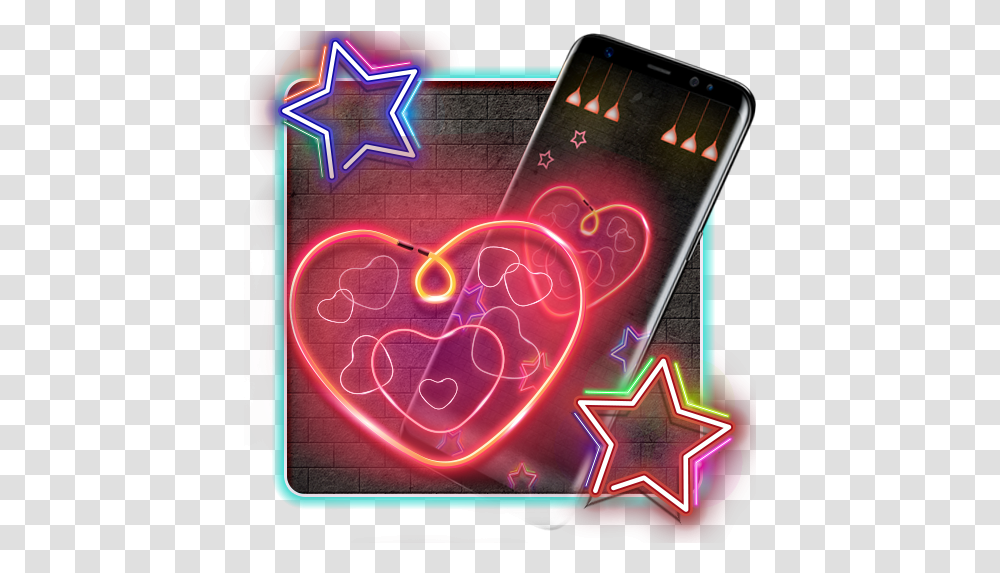 Neon Heart Lamp Theme Aplikacionet N Google Play Smartphone, Light Transparent Png