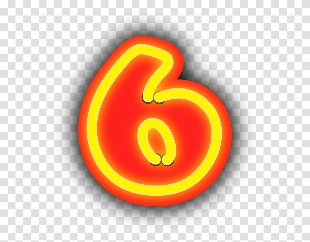 Neon Heart Neon Number 6, Light, Alphabet Transparent Png