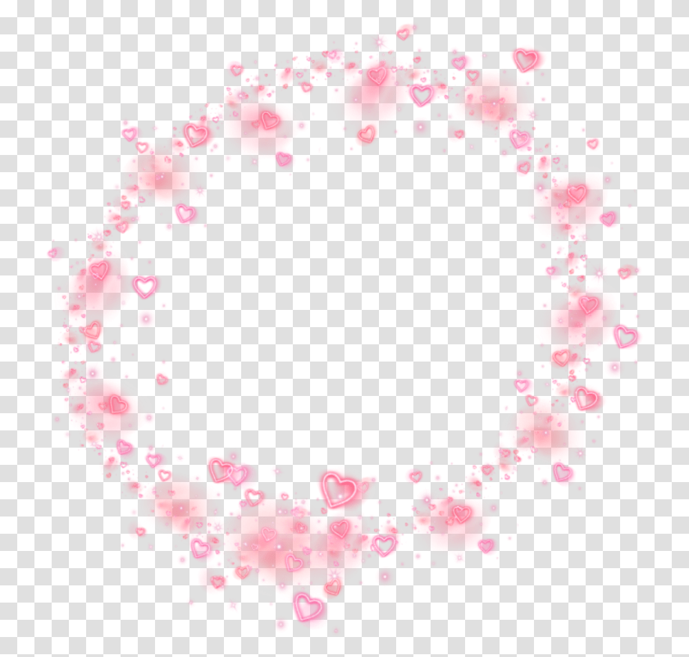 Neon Hearts Halo Angel Portal Crown Emoji Effect Circle, Petal, Flower, Plant, Blossom Transparent Png