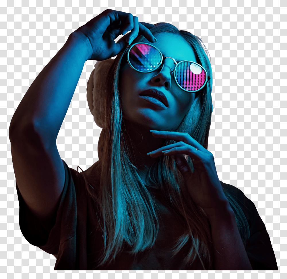 Neon Light Lady Vogue Cover Challenge Pose Transparent Png