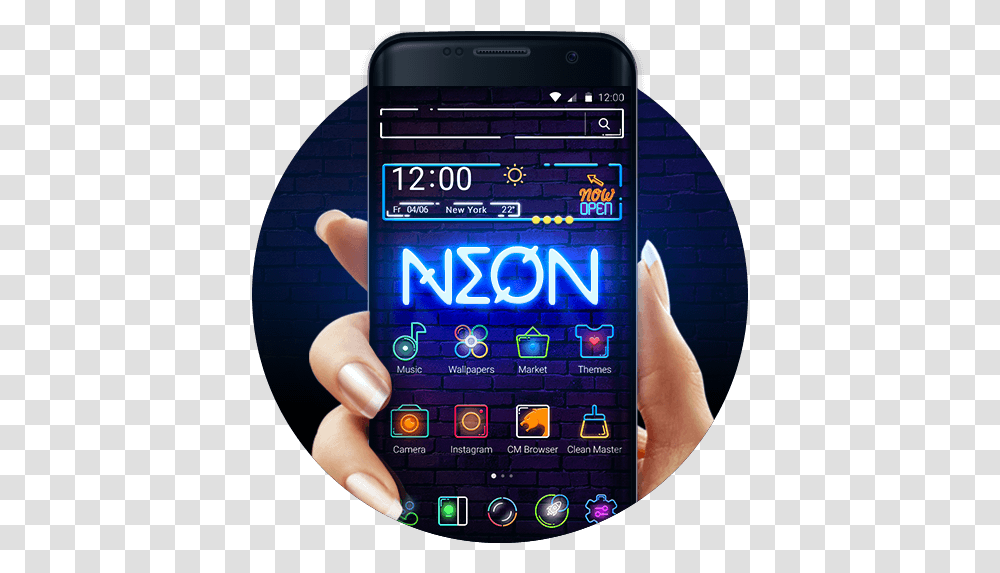 Neon Lights Shining Launcher 1 Technology Applications, Mobile Phone, Electronics, Person, Screen Transparent Png